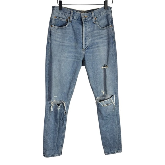 Agolde Jamie High Rise Button Fly Classic Distressed Jeans Dakota Size 25 - Picture 2 of 15